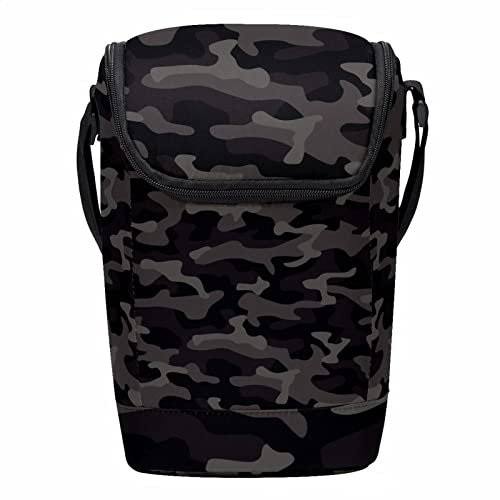HOHODIY Bolsa de almuerzo con patrón de color negro oscuro para mujeres/hombres, lonchera para el trabajo, oficina, escuela, picnic