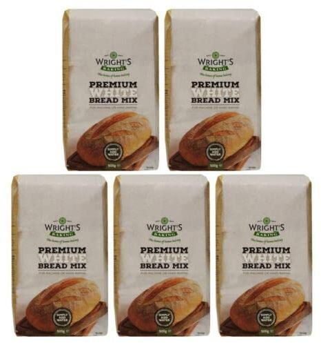 Wright's | Bread Mix Premium White 5X500g | Wright's Premium White bread mix is made from a quality blend of wheats | Baking Success Guaranteed | Suitable for Vegetarians (NP)