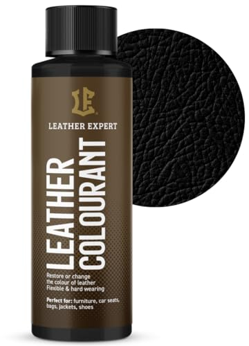 Sehr Deckend Wasser Lederfarbe Schwarz - 50 ml Leather Paint für Natur und ÖkoLeder - Leather Dye Ohne Alkohol für alle Lederaccessoires - Reißt oder Blättert Nicht ab