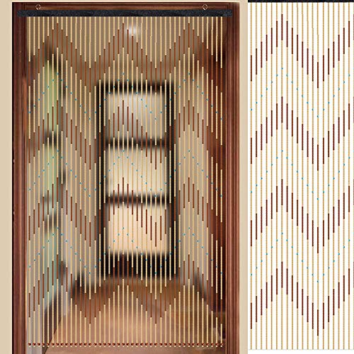 FUROMG Schlafzimmertür Holzvorhang Türvorhang Hölzern Natur Perlenvorhang Fadenvorhang Holzperlenvorhang Bambusvorhang Insektenschutz Dekor 91x220cm