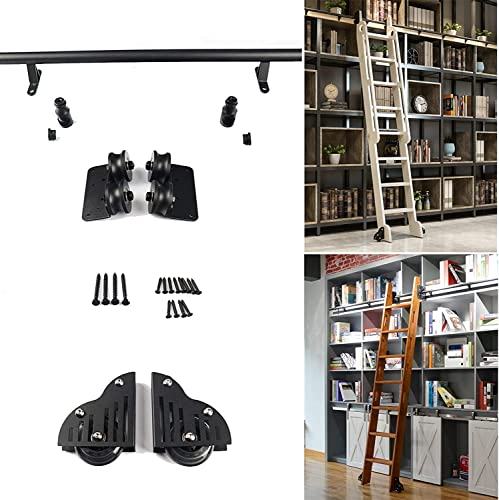 Schiebetür-Hardware-Kit | Schiebeleiter-Schienen-Set, Schrank-Set, 1 m, 2 m, 3 m, 4 m, 5 m, 6 m | Bibliotheks-Rollleiterschienen-Hardware | Rundrohr-Rutsche aus Kohlenstoffstahl (Größe: 13