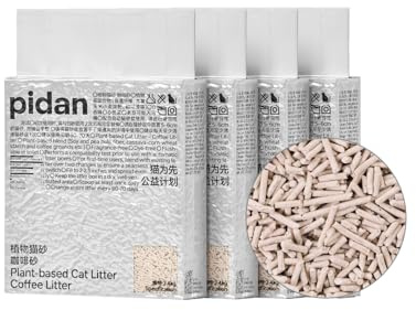 pidan Tofu Cat Litter with Recycled Coffee Grounds,Clumping,Flushable,Ultra Absorbent and Fast Drying, 100% Natural Ingredients Litter,Really Dust-Free,Less Scattering (4 Packs)