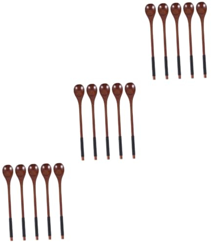 MAGICLULU 15 Piezas cuchara de té helado cuchara de madera para miel mostrada cuchara de mango largo cucharas de madera mini cuchara de miel condimento vajilla cucharilla
