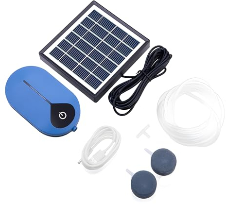Meichoon Solar Aquarium Air Pump 1.5W Oxygenator 3 Modes Pond Bubbler Oxygenation for Fish Tank Aquarium Gardening Water Circulation MY09