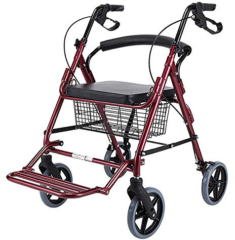 Rollator Walker Med Sits 8 Tums Hjul, Lättvikts Fällbar Rollator För Seniorer Med Korg & Ryggstöd & Fotstöd, För Utomhus All Terräng