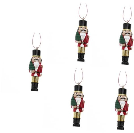 Zerodeko 5 Pièces Ornements d'arbre De Noël Casse-Noisette De Noël Marionnette Décor De Plafond Casse-Noisette Dessin Animé Soldat Casse-Noisette Figurine Casse-Noisette De