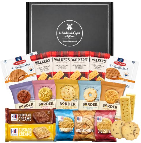 Biscuits Gift Set Biscuit Selection Bundle With Individually Wrapped Biscuits Packs (35 Biscuits) - Border Biscuits, Walkers Shortbread, Custard Creams, Stroopwafels Caramel & More