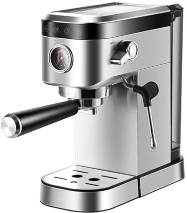 CVNIMV Machine à Expresso Professionnelle 20 Bars, Machine à Expresso en Acier Inoxydable avec mousseur à Lait, buse à Vapeur et manomètre, Machine à café compacte