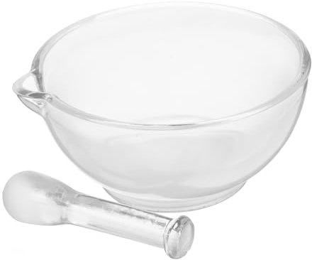 ULTECHNOVO Juego De Mortero y Cuenco De Vidrio 150mm Mortero De Laboratorio Con Base Antideslizante Cristal Duradero Para Cocina y Experimentación