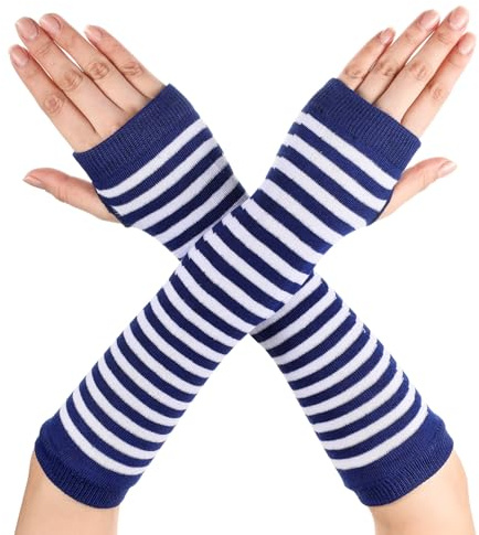 Lange Armwärmer Gestreift Fingerlose Handschuhe für Frauen