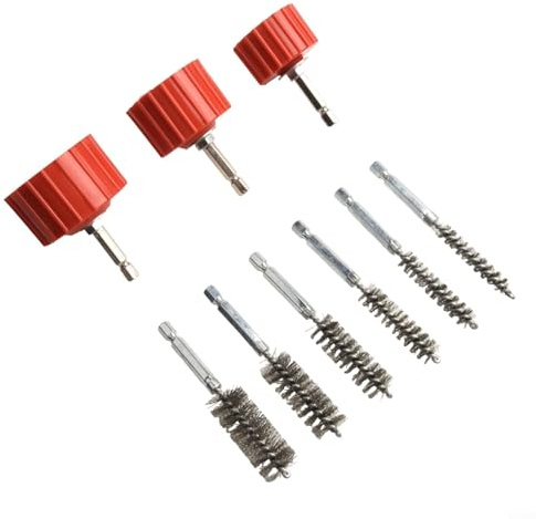 Juego de limpiador de tuberías de cobre, cepillo de alambre cepillo de limpieza de tubo de alimentación para taladro eléctrico cepillo de limpieza de tubos (9 piezas)