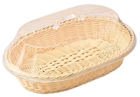 JISADER Cesta de Almacenamiento de Cocina Tejida, frutero de Cocina con Tapa, Bandeja organizadora de Alimentos, M