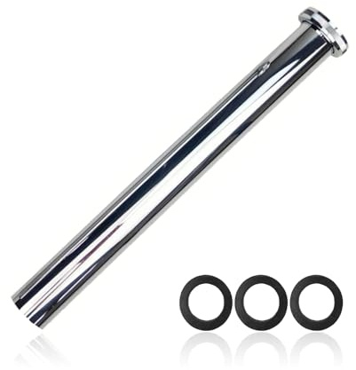 Edelstahl Universalrohr Siphon,300mm Universal Waschbecken Rohr Abfluss Verlängerung,Tauchrohr Siphon für Abflussverlängerung,Waschbecken,Spüle und Abflussrohr,inkl Mutter,Dichtungsgummischeiben
