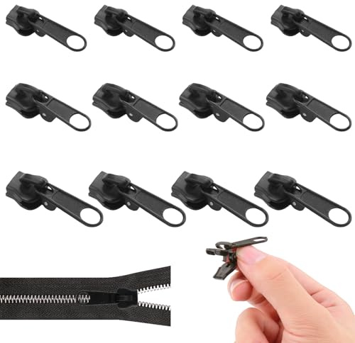 Reißverschluss Reparatur Set, 12 Stück Schieber Ersatz für Kleidung, Rucksack, Gepäck, Schlafsack