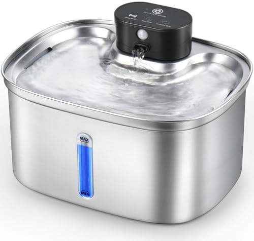 5L/169oz Automatic Stainless Steel Pet Water Fountain for Cats & Dogs, Cordless Cat Dog Drinking Fountain with 5000mAh Rechargeable Battery, Ultra-Quiet Pump & 3 Smart Modes