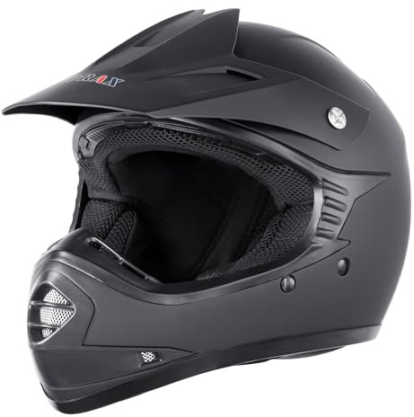 Zorax ZOR-X15 Kids Motocross Helmet - Matt Black XL (55-56cm) | Children MX Motorbike Dirt Bike Helmet ECE 2206