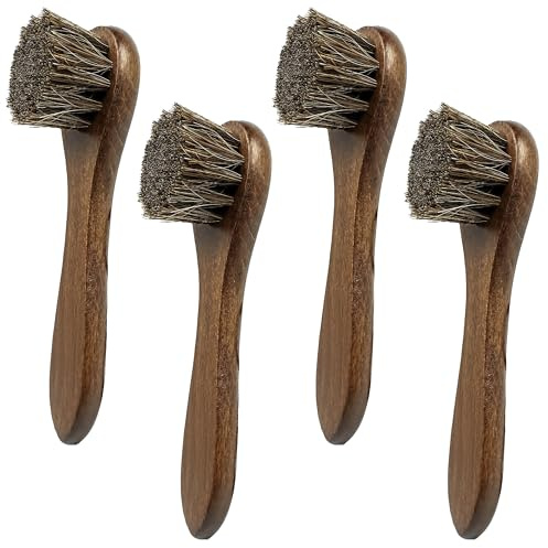 Horsehair Brush Applicator 4-Pack Horse Hair Polish Daubers for Leather, Boots, Shoes, Saddle Soap, Creams & Conditioners – Gentle Shine Brush Set for Leather Care