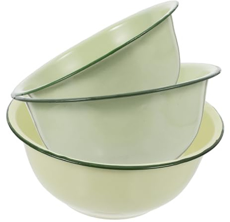 Zerodeko 3pièces Lot De Bols Émail Pour Préparation Repas Saladier Vintage Bol Cuisine Émaillé à Apéritif à Nouilles Conservation Aliments