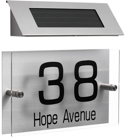 Operitacx Lampada Solare da Parete con Numero Civico LED Luce per Patio e Facile Installazione Energetico