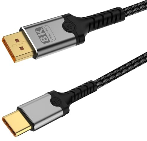 baolongking USB C to DisplayPort Cable, 8K@60Hz 4K@240Hz Unidirectional Cable, Thunderbolt 3/4/5 Compatible with MacBook Pro/Air, iPhone 15/16 Pro/Max, XPS, iPad, Galaxy (1M)