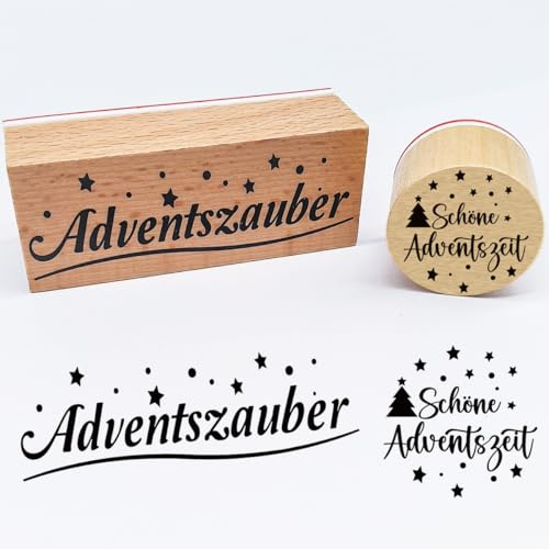 Stempel Advent, 2 Stück Holzstempel Adventszauber, stempel Adventskalender, Schöne Adventszeit Stempel Set zum Dekostempel Basteln Geschenkanhänger Kartenherstellung Scrapbooking