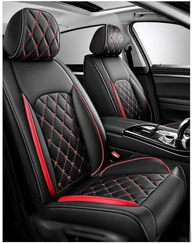 Schonbezüge Für Autositze Für VW Volkswagen Golf 6 GTI Golf 7 Golf 7 GTI Golf Tdi Golf, Auto Sitzbezüge Universell, Autositzbezug Leder, Wasserdichtes，Verschleißfestes, Feine(Black red)