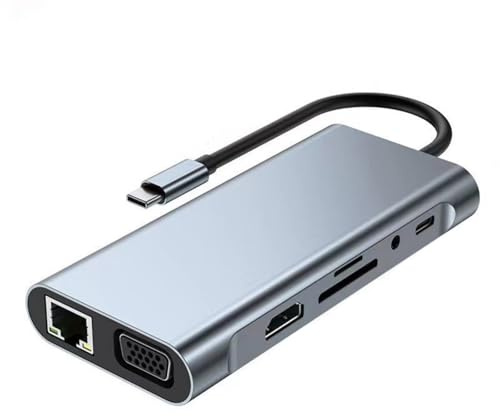 FANSHINUO 11 in 1 USB C Docking Station Adattatore Multiport Lettore di Schede Multiple Port 3.5mm Dock Station USB per Notebook Laptop
