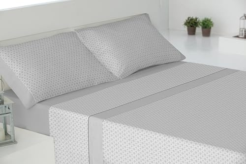 DONATELLA Juego DE SÁBANAS TÉRMICAS Batik Franela - 135 cm., Gris