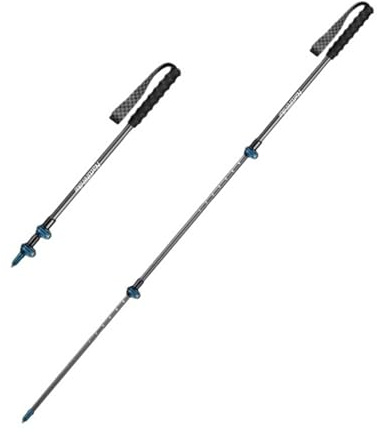Carbon Fiber Trekking Pole 3 Abschnitt Teleskop Stange Ultraleicht Wandern Bergsteigen Spazierstock(L-Blue-(1pcs))
