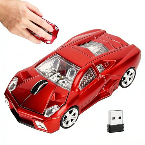 Ouitble Kabellose Auto Maus Sportwagen Stil 2.4 GHz Kabellose Mäuse mit USB Empfänger 1600 DPI LED-Licht für Wins 98/ME/2000/XP/7/8/10/Vista/Linux/OS X Laptop Desktop