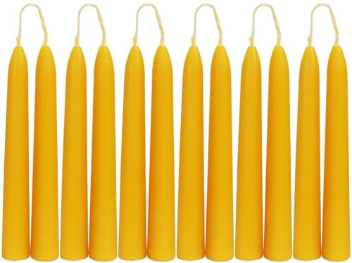DEYBBY 6 inch Natural Beeswax Spell Candles Set of 12, Smokeless and Dripless Beeswax Taper Candles for Decoration Dinner Ritual