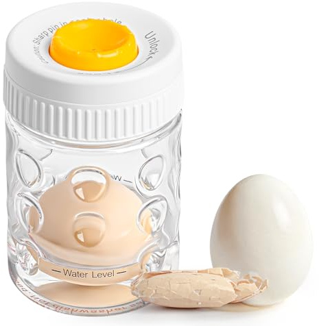 WhiteRhino 2 in 1 Egg Peeler with Built-in Egg Piercer,Remover Tool with Rotary Lock & Leak-Proof Design, Hard Boiled Egg Fast Shell Cracking for Camping Fitness,Meal Prep Deviled Eggs