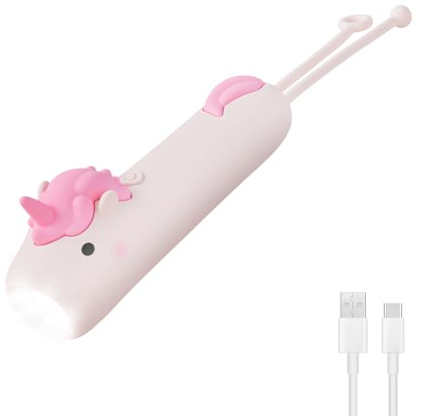 HOTUT Lampe de Poche, Torche Enfant Licorne en Silicone Doux avec 3 Modes Lumineux, Lampe Torche Rechargeable USB-C pour Aventure, Anniversaire, Cadeau Fille