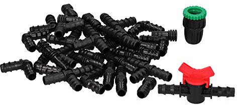 KIMISS Kit d'irrigation Goutte à Goutte 34 Pièces avec Adaptateur de Robinet G1/2, Connecteurs en T et Fournitures de Pulvérisation pour l'irrigation du Jardin, de la Serre, de la Ferme et des