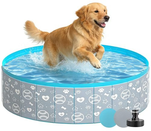 Sentasi Hundepool 120x30cm, Faltbare Hundepool für Große & Kleine Hunde, Tragbar Swimmingpool, Abriebfest/rutschfest/Nicht-Verformbar/Verdickt Material(Nicht für Kinder Unter 14 Jahren Geeignet)