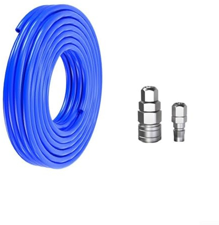 Tuyau de compresseur d'air pneumatique en polyuréthane de 30 m 5 x 8 mm avec connecteur rapide de type C adapté pour la ventilation industrielle et les applications de compresseur d'air (15 m)