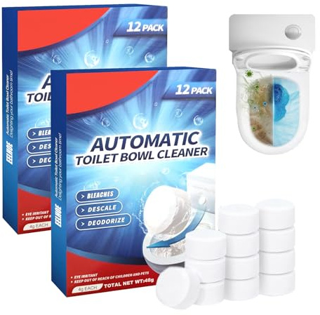 Uoxmiy 24Pcs Toilet Bleach,Toilet Bowl Cleaner Tablets,Toilet Limescale Remover Strong,Safe Toilet Descaler Heavy Duty for Deep Cleaning Bleach Tablet Toilet Blocks