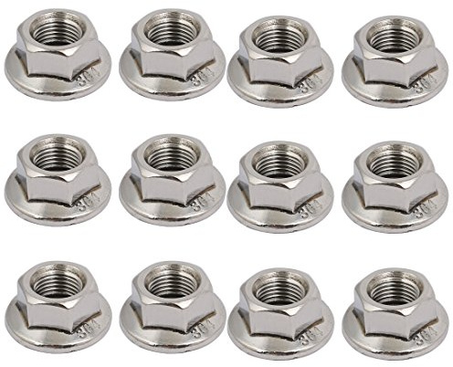 sourcing map 12 Stück M10x1,25mm Stellschraube Flanschmuttern Metrisch Feingewinde 304Edelstahl Sechskantmutter