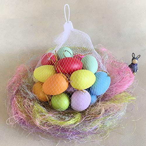Ostereier,Ostereier Kunststoff 20 stücke Bunt Plastikeier Ostern Dekoration mit Aufhänger in Aufbewahrungstasche für Kinder Korb Baum
