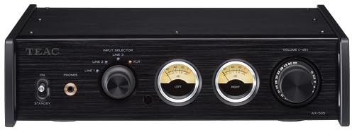 Teac AX-505-B Stereo Vollverstärker (115 Watt je Kanal, Stromsparfunktion, Kopfhörerverstärkerschaltung, Cinch-Eingang) Schwarz