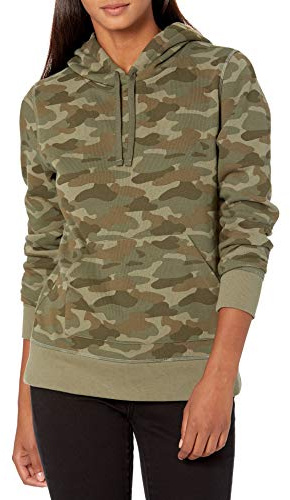 Amazon Essentials Sweat à Capuche en Polaire Coupe Standard (Disponible en Grande Taille) Femme, Vert Camouflage, S