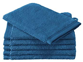 De Witte Lietaer Contessa Luxe 6er Set Waschlappen, Baumwolle, Pacific Blue, 16 x 22 cm