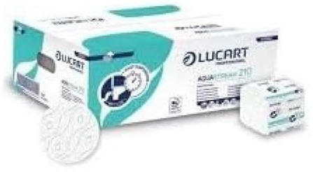 Lucart Professional, AquaStream 210, Papel higiénico intercalado de celulosa pura de alta fricción, Ideal para aseos públicos y de oficinas, 210 unidades, 9,5x11 cm, 40 paquetes