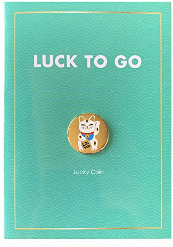 Jungle Empire Glücksbringer für Prüfung, Auto oder OP - Viel Erfolg Karte - Glücksmünze „Luck to Go“ - Viel Glück - Klein - Winkekatze Geschenk - Kleiner Glücksbringer - Maneki Neko - Frau & Mann