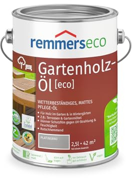 Remmers Gartenholz-Öl [eco] platingrau, 2,5 Liter, Wetterbeständiges, mattes Öl, aussen und innen, optimal für Terassen & Gartenmöbel, rutschhemmend