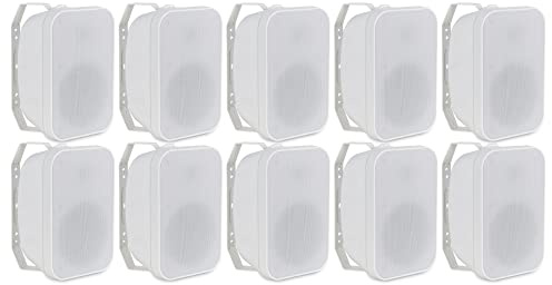 McGrey OLS-5251WH Set 10 casse acustiche outdoor 2 vie IP56 per ristorante, birreria, terrazza, giardino. Woofer 5,25, tweeter 1, 50W, 8 Ohm, 70/100V, colore bianco.