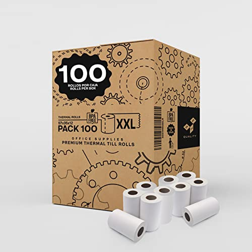 AHR Quality Thermopapier-Rollen, weiß, 57 x 35 x 12 mm, BPA-frei, Thermopapier 57 mm, Dataphonpapier mit hoher Haltbarkeit (100)