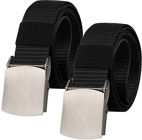 Herren Nylon Gürtel, leichter atmungsaktiver verstellbarer Stoff Canvas Gürtel mit strapazierfähiger Schnellverschluss Metallschnalle, 2er-Pack