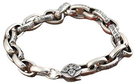SIWAN Pulsera S925 Pulsera de Plata Simple Retro Unisex Unisex Buddhist Stick Cadena de Plata20cm
