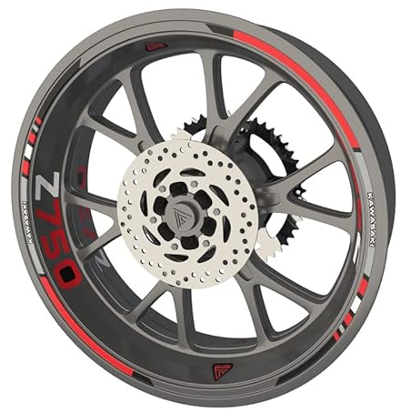 Felgenband für Motorrad Kawasaki Z750 Premium Qualität (Aufkleber für 2 Räder) (Rot)
